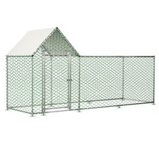 10x3FT Metal Chicken Coop Run Backyard Hen House Poultry Habitat Cage w/Cover