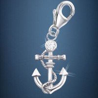 Anker Charm Zirkonia Weiß 925 Sterling-Silber Herren Damen AnhäNger FüR Armband