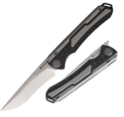 Maxace Kestrel Folding Knife 3.85'' Bohler M390 Steel Blade Titanium/Carbon Fiber