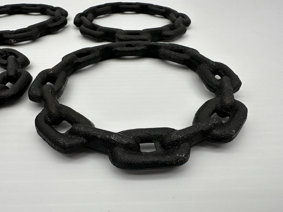 "4 cadenas de metal de vela de hierro fundido estilo vintage círculo redondo decoración 5,75""" Foto 2 de 4