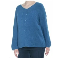 Style& CO Womens Size Large Ocean Tide Long Sleeve V Neck Cozy Sweater NWT AB31