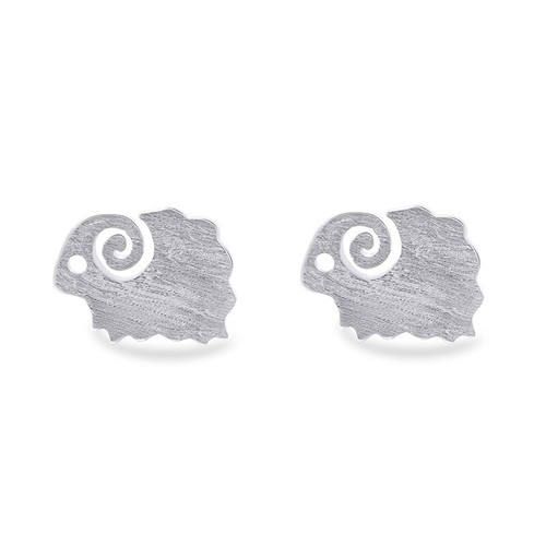 Goat Charm Stud Push Back Earrings Solid 925 Sterling Silver