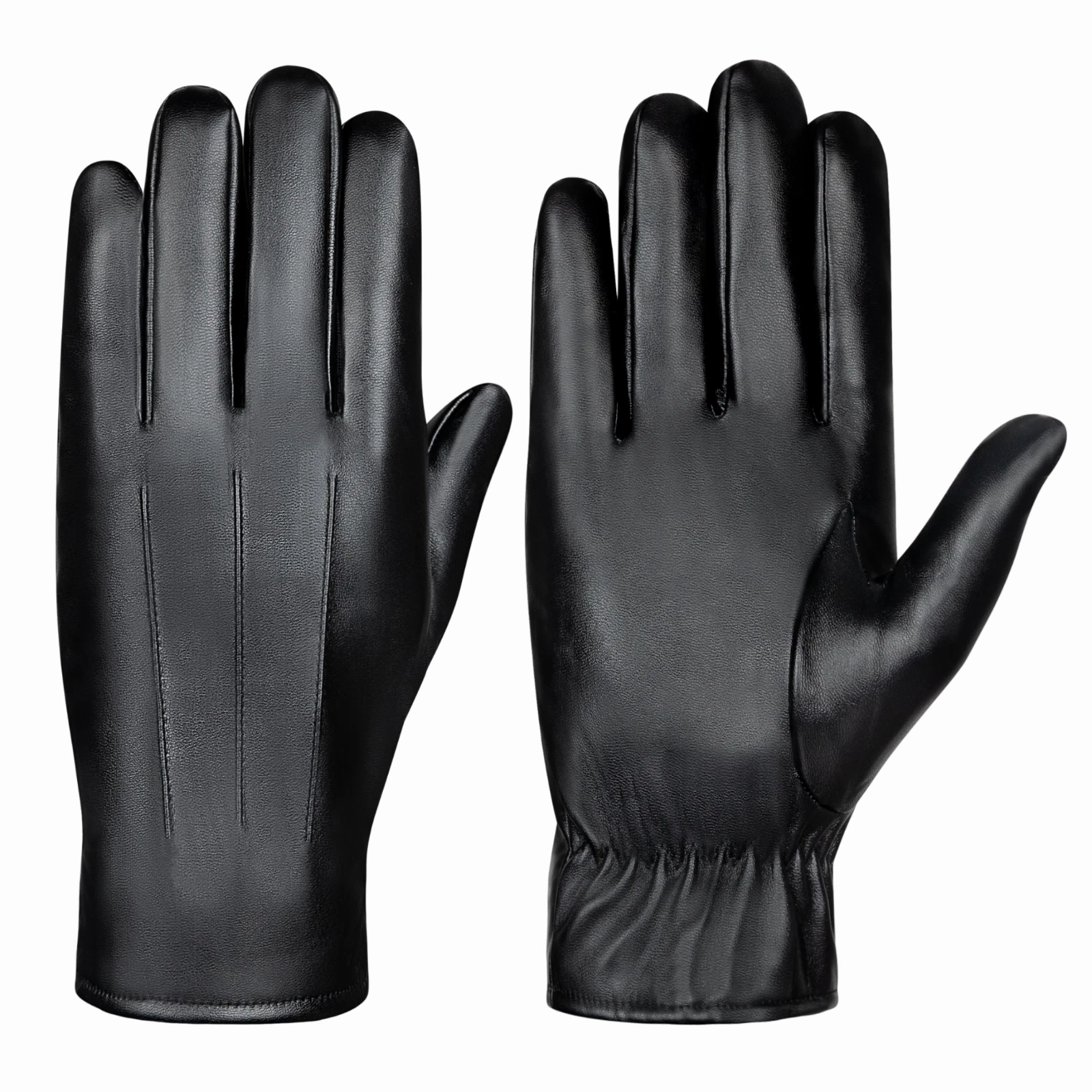 iN Mens Touchscreen Texting Leather Gloves Winter Warm Black Soft Gloves | Mens