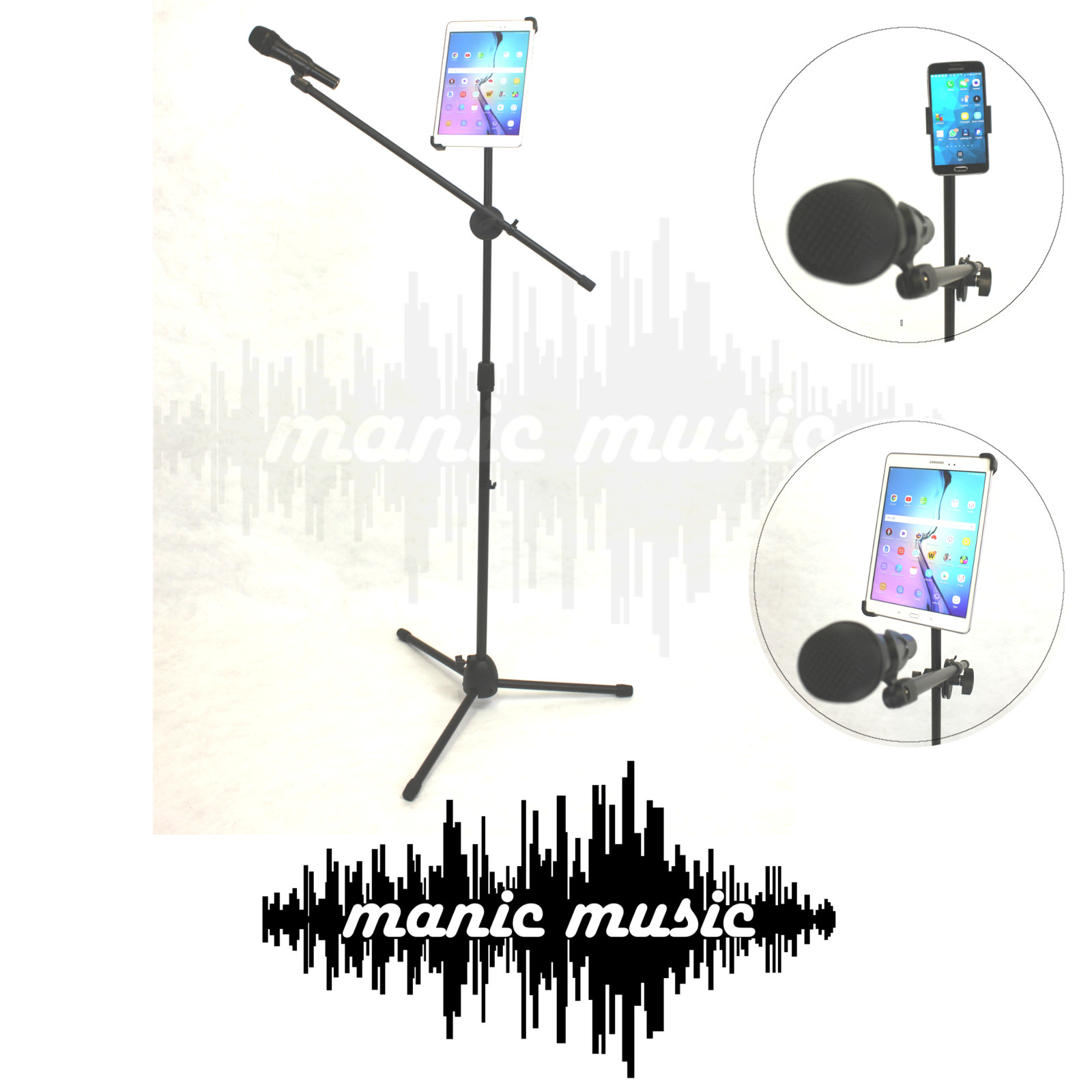 Tablet + Phone Tripod Stand Mount Holder Clamp Clip Ipad Microphone Mic Stand-image