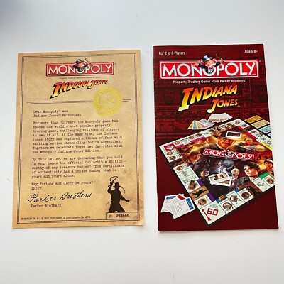 Indiana Jones Monopoly Replacement Board Instructions