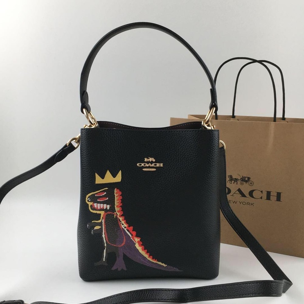 COACH Bag C6073 Basquiat Collaboration 2WAY Dinosaur Print Handbag Tote Bag