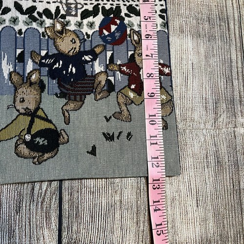 New 90s Rabbit Family Garden Tapestry Table Runner Floral 13" x 35" MWW Country - Picture 5 of 6