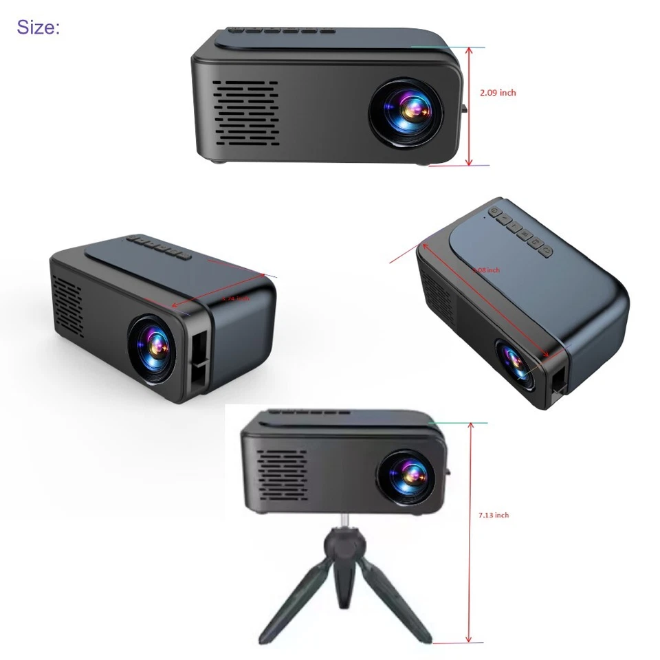 480X360 Mini Projector with Tripod, Mirror WIFI, 1080P Full HD Smartphone TV USB - Image 2 of 4