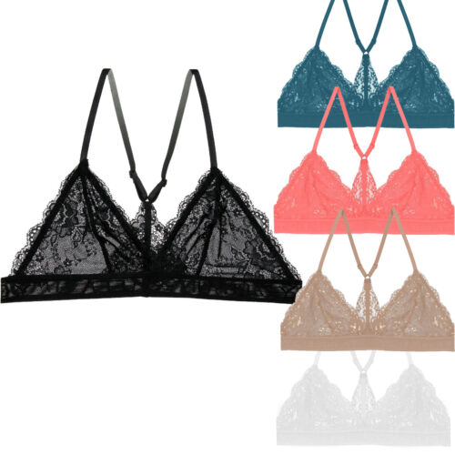 Summer Racerback Pad Free Padless Floral Lace Triangle Bralette Bra Bustier