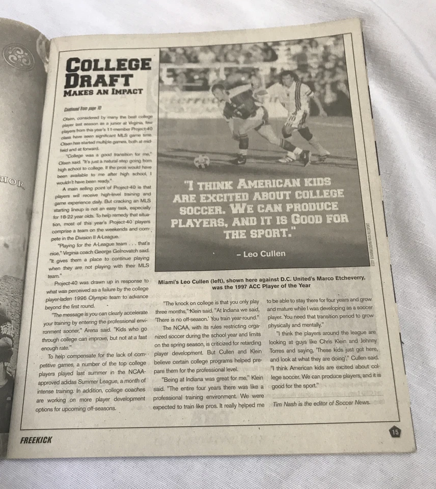 MLS SOCCER CHICAGO FIRE PETER NOVAK SIGNED OFFICIAL FREEKICK PROGRAM 1998 - Image 4 of 4