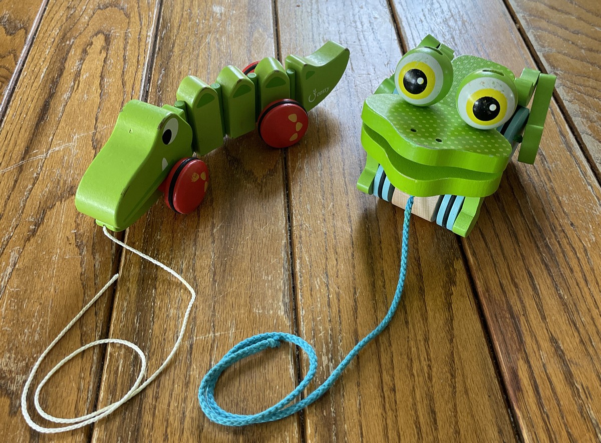 Pull Along Wooden Toy Lot ~ Tooky Toy-Crocodile/ Frolicking Frog