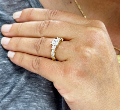 PRINZESSIN DIAMANT VERLOBUNGSRING IGI ZERTIFIZIERT 14K MASSIV GELBGOLD 1,60 F VS2 - Bild 9 von 13