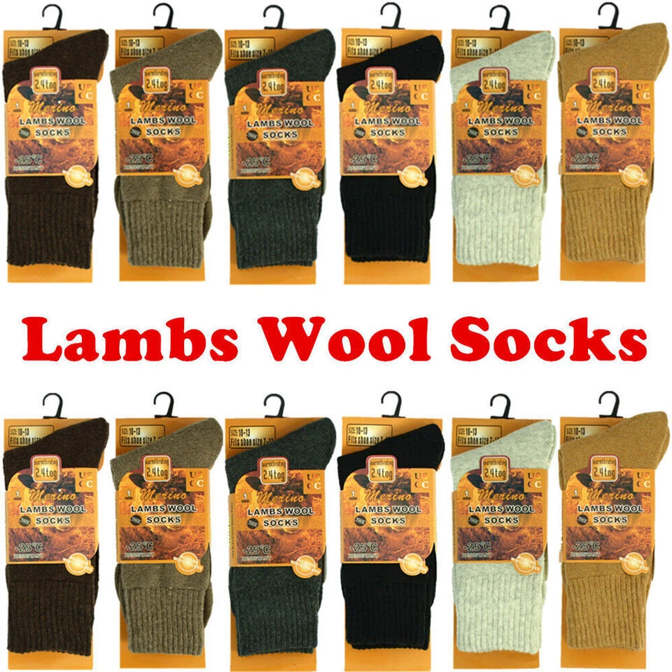 6 pairs Men's Winter Warm merino lamb wool  Boots Thermal Crew Socks Size 10-13 - Image 2 of 2