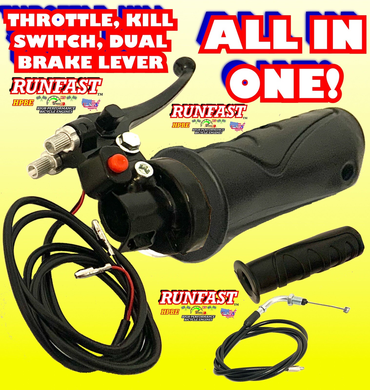 Dual Brake Lever Kill Switch Throttle Motorized Bike