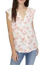 Sanctuary Women's Blouse Slit Back Button Down Tunic In Spring Punch Size 1X NWT