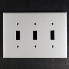Gray 3 Gang Toggle Switch Wallplate Cover Mid-Size Unbreakable Cooper PJ3GY