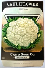 Vintage Seed Packet Snowball Cauliflower New Old Stock Card Seed Co. A3