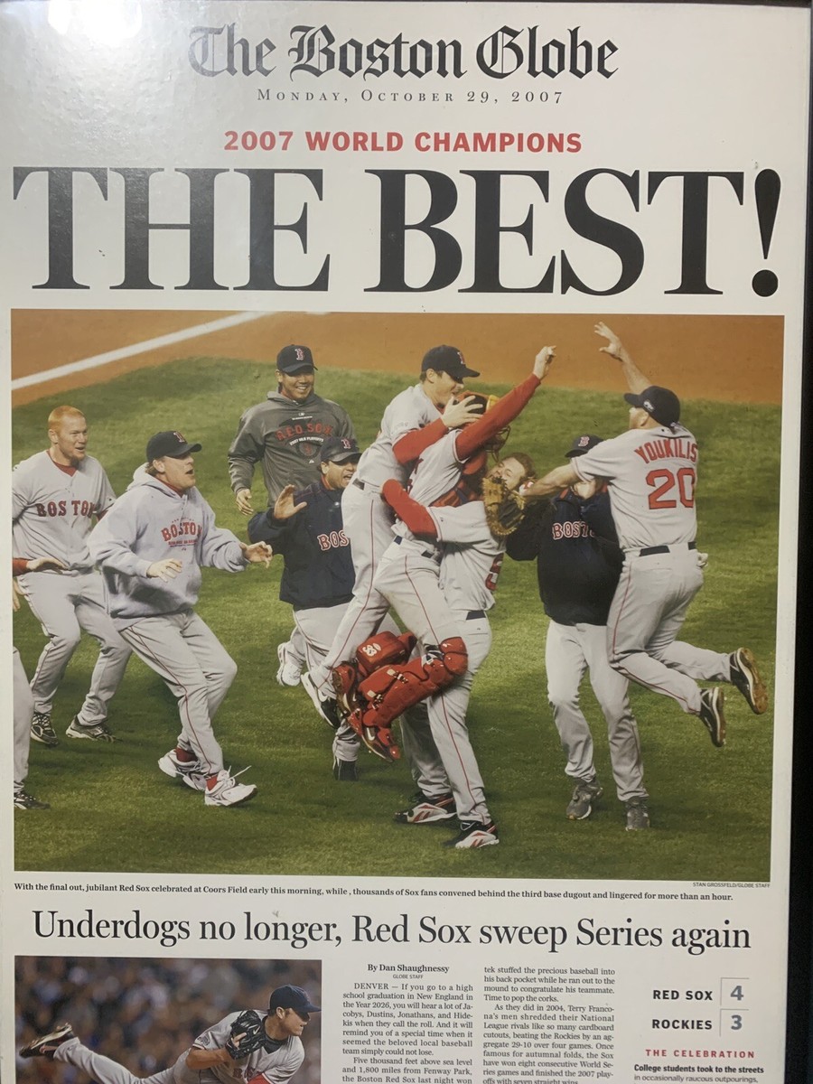 Boston Red Sox 2007 World Series Boston Globe Newspaper Framed! 10