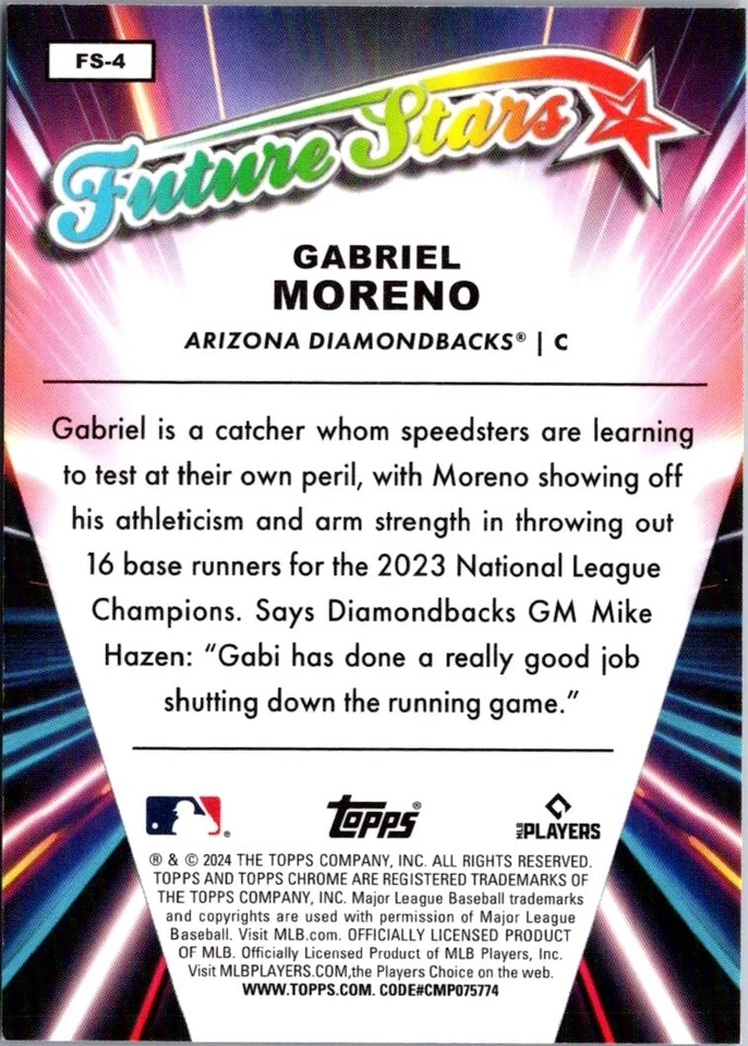 2024 Topps Chrome Gabriel Moreno Rookie Arizona Diamondbacks #FS-4 - Image 2 of 2