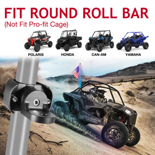 For Honda Pioneer 1000 700 500 UTV LED Whip Light Mount Clamp Round Cage SxS CNC - Picture 7 of 12
