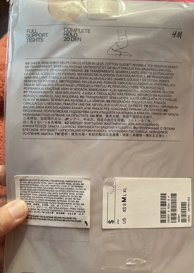 Medias H&M 20 Denier Soporte Completo Talla Mediana Desnudo NUEVAS Hechas en Italia Carrera Foto 2 de 2