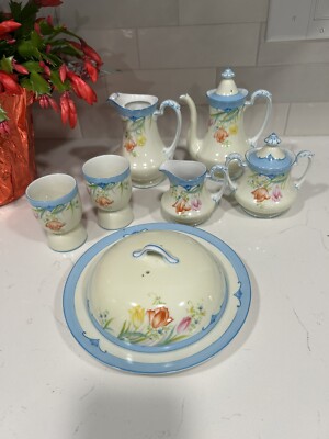 Nippon/Noritake Hand Painted Breakfast Set For 2 With Pancake Dish