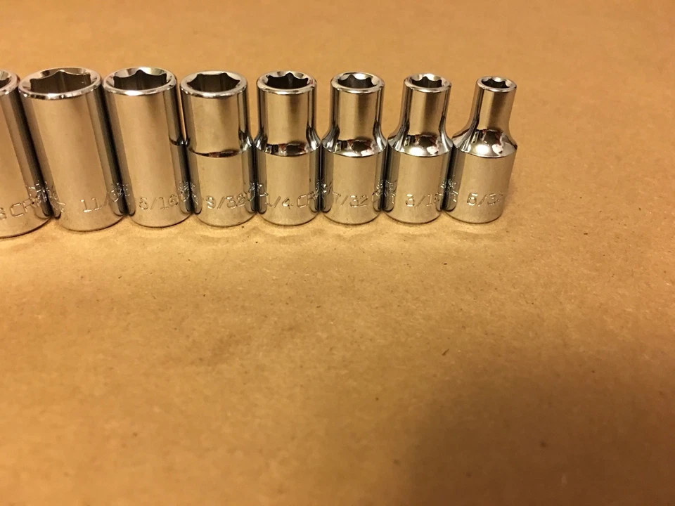 Craftsman 1/4" Drive 11 PC Piece 6 Pt Point SAE Inch Chrome Socket Set 5/32-9/16 - Image 4 of 4