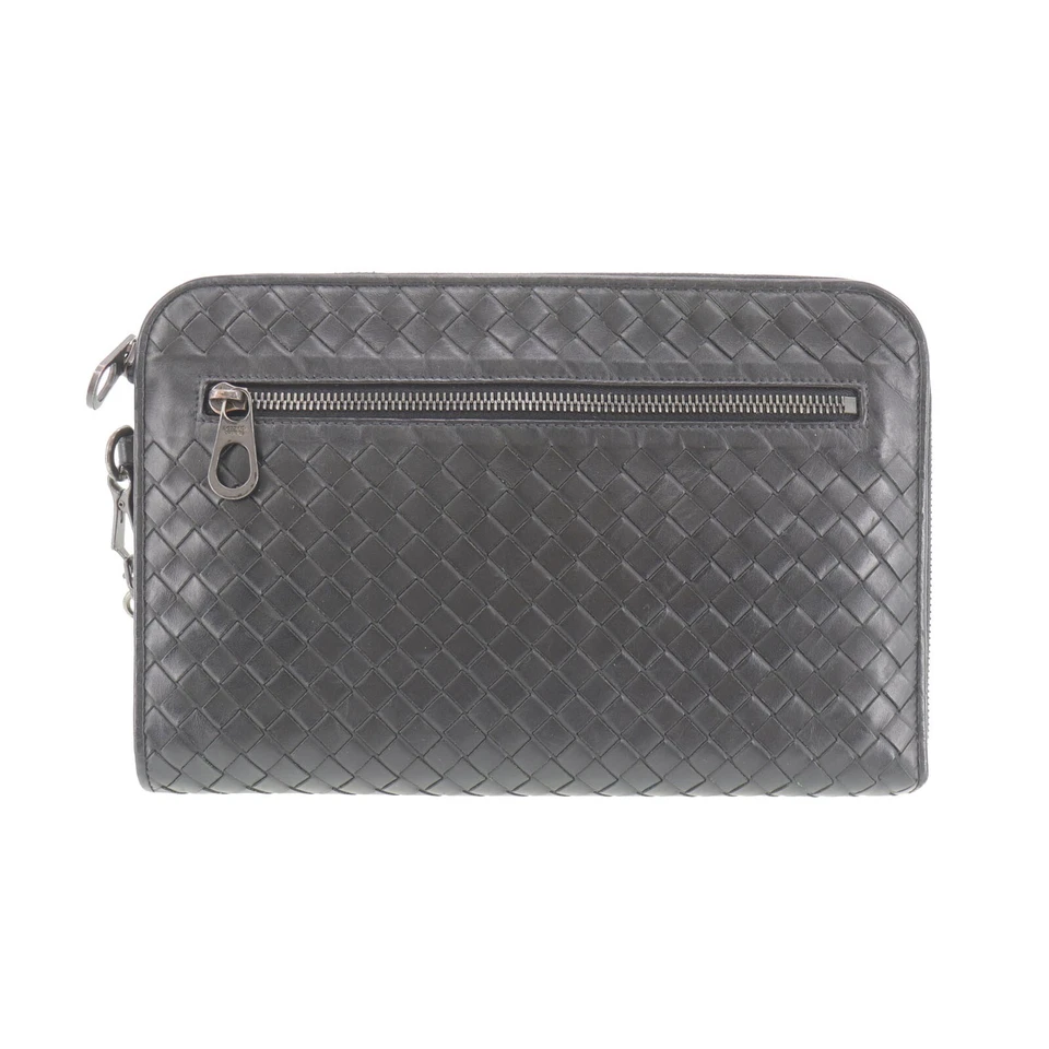 BOTTEGA VENETA Used Clutch Bag Black Leather Vintage #EH297 S - Image 2 of 4