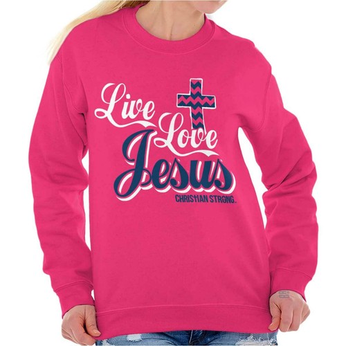 Love Jesus Chevron Cross Christian Religious Womens or Mens Crewneck Sweatshirt - Picture 8 of 8