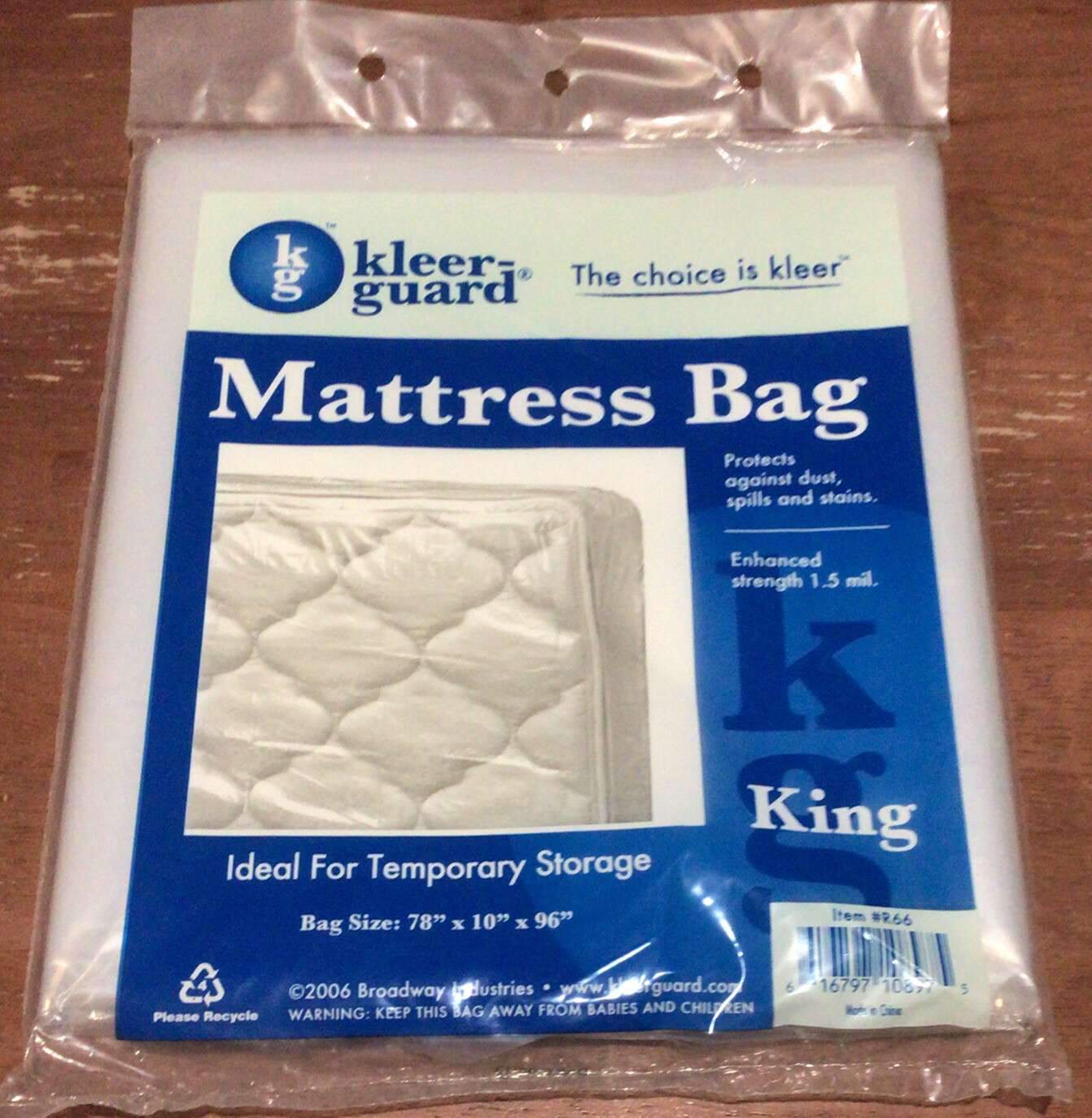 KleerGuard Clear Plastic Mattress Bag King Size 78” x 10” x 96” 1.5