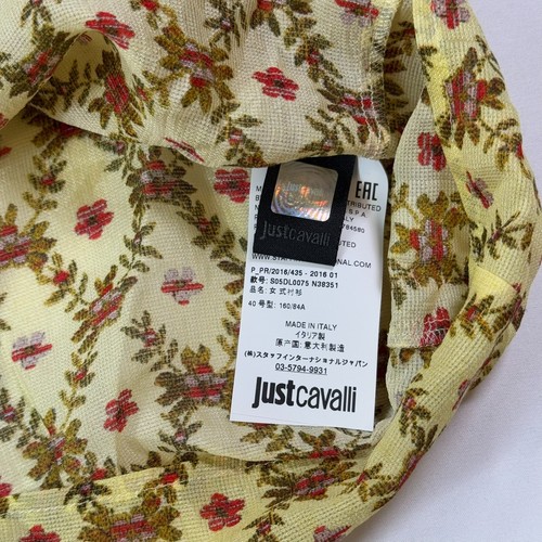 Roberto Cavalli Just Cavalli Silk Blouse 40 Ruffled Collar Tie Closure V-Neck - Picture 9 of 12