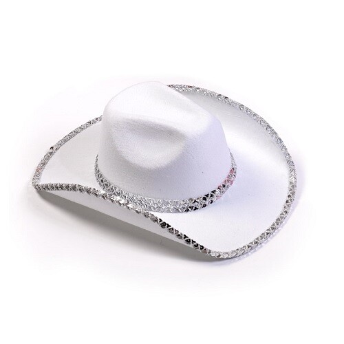 Halloween Costume Fun World Sequin Cowboy Hats For Couples: White & Pink Sequin - Picture 4 of 4