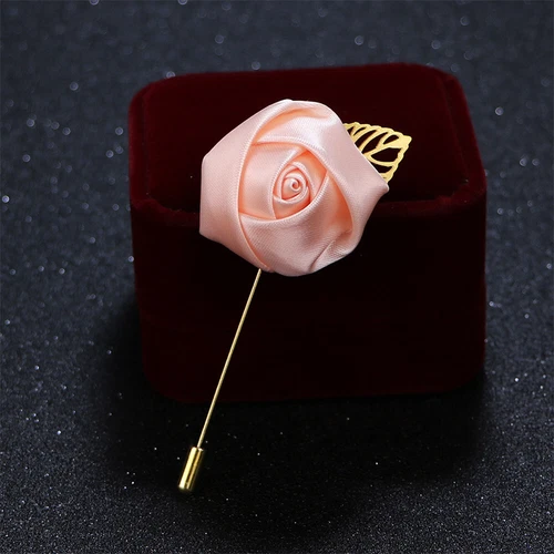 Mens Rose Brooch Flower Brooch Boutonniere Suit Lapel Wedding Pin Tassel Chain - Picture 41 of 95