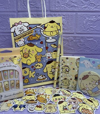 POMPOMPURIN Geschenktüte Gelstift Notizbuch Spiegel Nägel Aufkleber Konvolut Geschenk Sanrio
