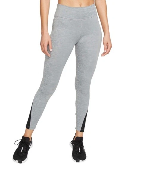 Nike One Womens Mid Rise 7/8 Training Tights Grey Black AT1102068 Sz  X-Small $55