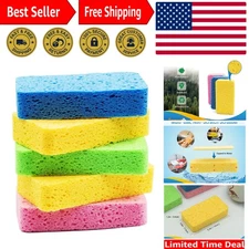 Heavy-Duty Large Cellulose Scrub Sponges – Quick Drying, 5 Pack, Vibrant Colors