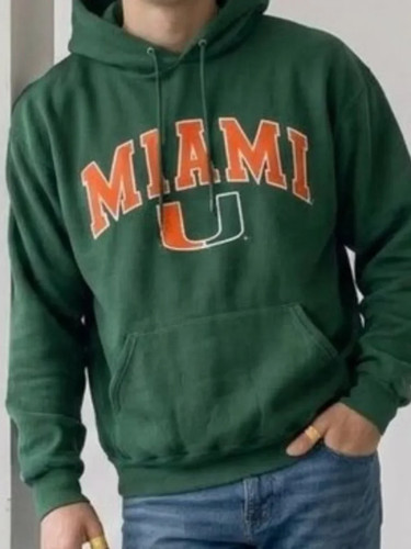 VTG 90's Miami University Hurricanes Russell Athletic Hoodie Sweatshirt Men's XL