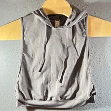 973  NWT Halara Sleeveless Cropped Drawstring Hoodie Mauve Gray Womens S