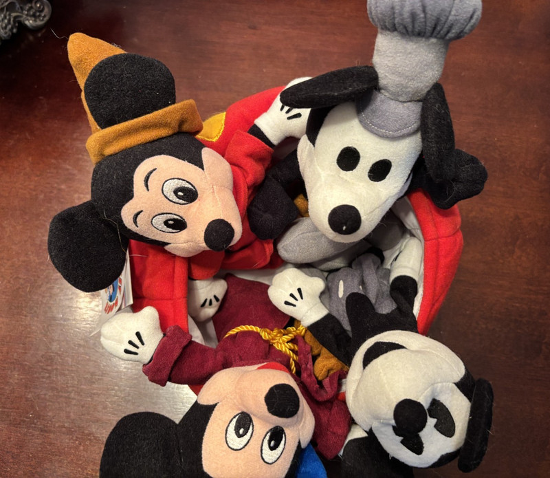 Disney Mickey Mouse 70 Happy Years 4 Bean Bags Plush in Pants w/Tag