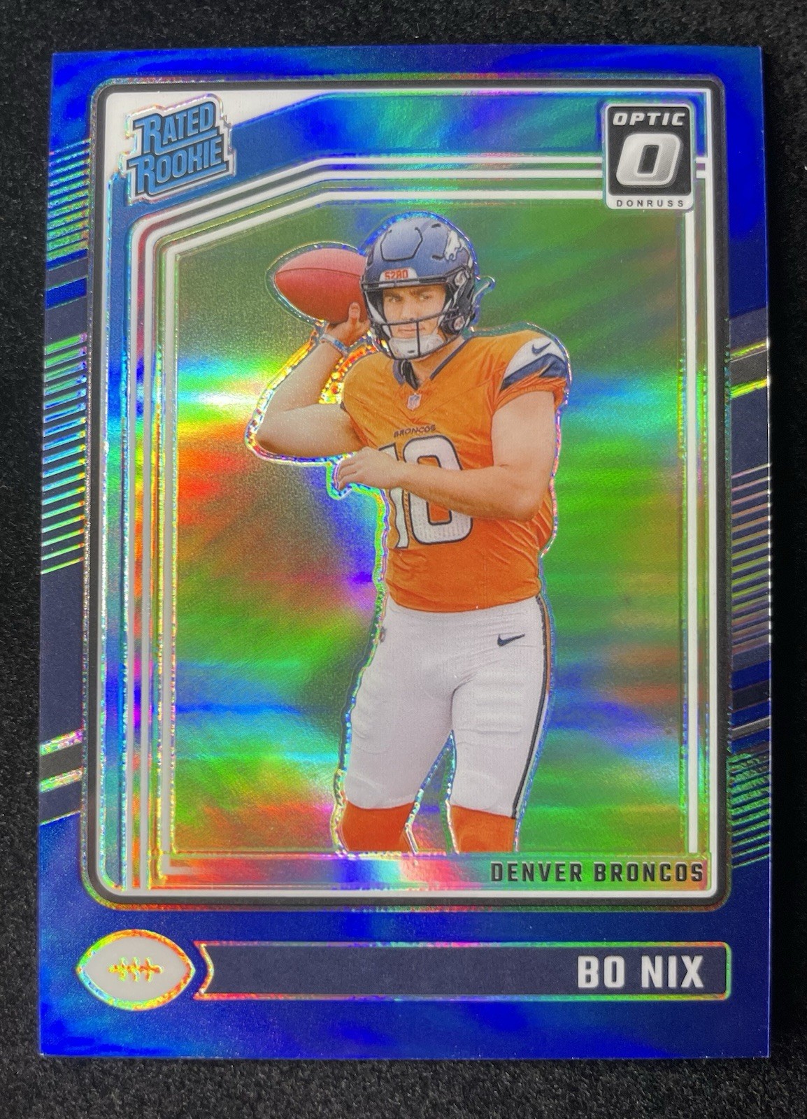 2024 Panini Donruss Optic - Rated Rookie Bo Nix #209 Blue Prizm /199 (RC)