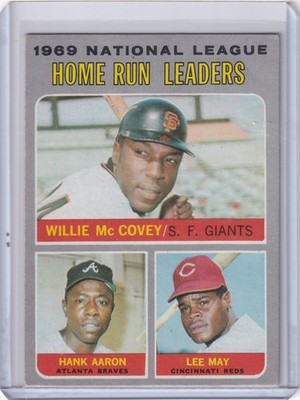 1970 Topps Baseball #65 NL 1969 Home Run Leaders - McCovey / Aaron / May