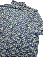 FootJoy Polo Shirt Mens Logo Blue Floral Print Golf Performance Stretch - L