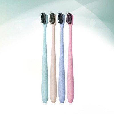 4 Pcs Wheat Toothbrush Bristles Toothbrush for Travel Home Oral Cleaning
