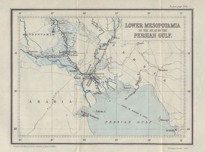 Untermesopotamien bis zum Persischen Golf. Basra. Irak. Erster Weltkrieg. Karte 1920