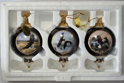 1999 Bradford Ornaments '' America The Beautiful Series '' Set of  3 Eagles  68162