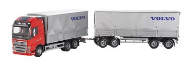 EMEK - VOLVO FH16 750 6x4 rot LKW mit Planenauflieger 2+2 Achsen - 1/25 - EME...