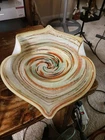VTG. ITALY MURANO  Blown Glass LARGE Organic Bowl Aventurine GOLD MICA Flecks