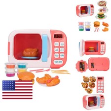 BoterLun Kitchen Play Set with Light Sound Play Food 6 Color Play-Dough Pink