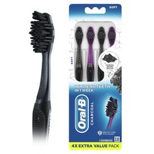 Oral-B Charcoal Toothbrushes, Soft 4ct 4 Count Pack of 1 , Black