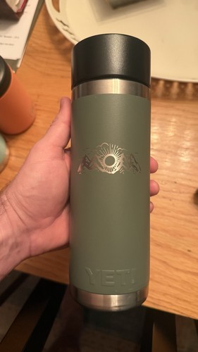 YETI Rambler 18 oz Water Bottle with HotShot Lid Camp Green – Pre-Owned Good Con